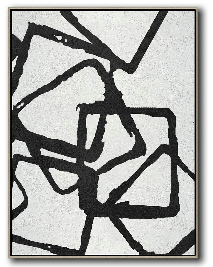 Canvas Artwork For Sale,Black And White Minimalist Painting On Canvas - Unique Canvas Art